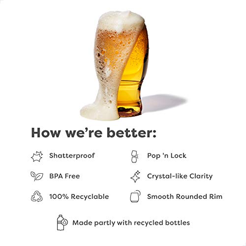 TOSSWARE POP 18oz Pint SET OF 12, Premium Quality, Recyclable, Unbreakable & Crystal Clear Plastic Beer Glasses, 12 Count (Pack of 1) - The Beer Connoisseur® Store