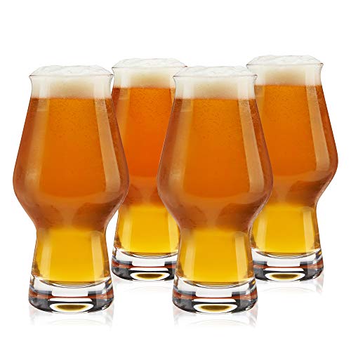 True IPA Glasses, Beer Pint Glasses, Craft Beer Glassware, IPA Glass Set, Set of 4, 16 Ounce Capacity, for Stouts, Pilsners, IPAs - The Beer Connoisseur® Store