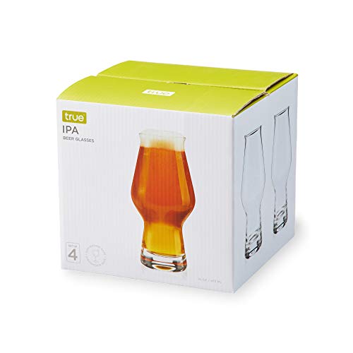 True IPA Glasses, Beer Pint Glasses, Craft Beer Glassware, IPA Glass Set, Set of 4, 16 Ounce Capacity, for Stouts, Pilsners, IPAs - The Beer Connoisseur® Store