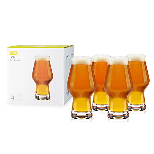 True IPA Glasses, Beer Pint Glasses, Craft Beer Glassware, IPA Glass Set, Set of 4, 16 Ounce Capacity, for Stouts, Pilsners, IPAs - The Beer Connoisseur® Store