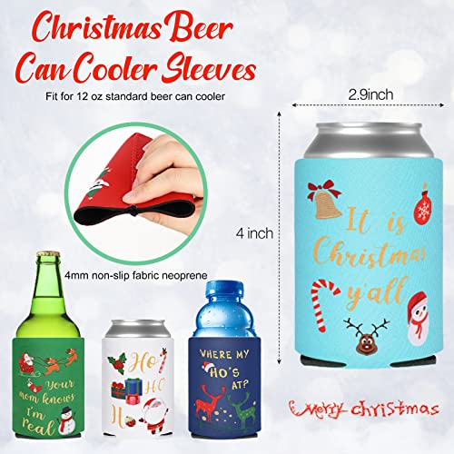 Tutmyrea Christmas Beer Can Cooler Sleeves, 12 Oz Neoprene Can Sleeves for Soda, Beer & Water Bottles, 12 Pack Reusable Drink Can Coolers for Christmas Party & Gifts - The Beer Connoisseur® Store