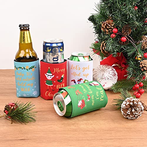 Tutmyrea Christmas Beer Can Cooler Sleeves, 12 Oz Neoprene Can Sleeves for Soda, Beer & Water Bottles, 12 Pack Reusable Drink Can Coolers for Christmas Party & Gifts - The Beer Connoisseur® Store