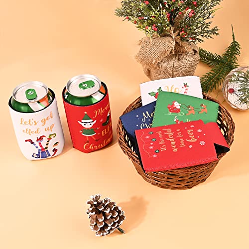 Tutmyrea Christmas Beer Can Cooler Sleeves, 12 Oz Neoprene Can Sleeves for Soda, Beer & Water Bottles, 12 Pack Reusable Drink Can Coolers for Christmas Party & Gifts - The Beer Connoisseur® Store