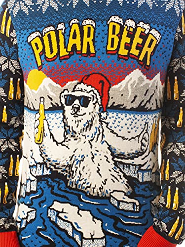 Ugly Christmas Party Unisex Ugly Christmas Sweater Polar Beer-Large Polar Beer Blue - The Beer Connoisseur® Store