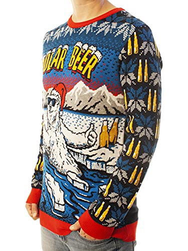 Ugly Christmas Party Unisex Ugly Christmas Sweater Polar Beer-Large Polar Beer Blue - The Beer Connoisseur® Store