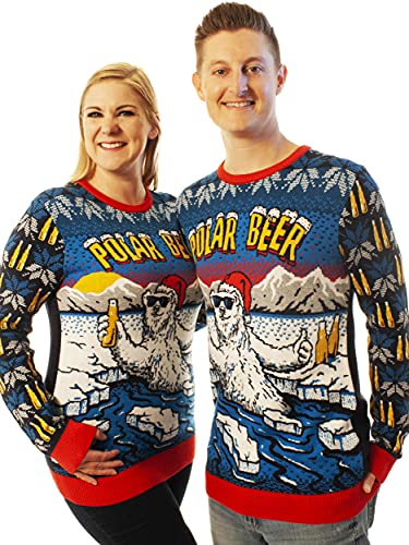 Ugly Christmas Party Unisex Ugly Christmas Sweater Polar Beer-Large Polar Beer Blue - The Beer Connoisseur® Store
