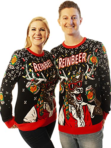 Ugly Christmas Party Unisex Ugly Christmas Sweater Reinbeer-Medium Reinbeer Black - The Beer Connoisseur® Store