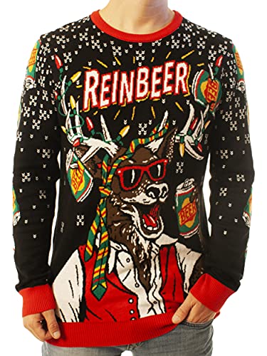 Ugly Christmas Party Unisex Ugly Christmas Sweater Reinbeer-Medium Reinbeer Black - The Beer Connoisseur® Store