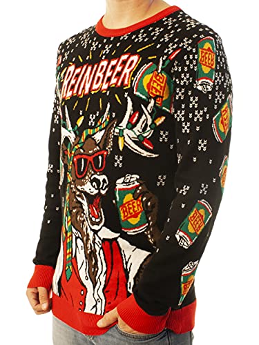 Ugly Christmas Party Unisex Ugly Christmas Sweater Reinbeer-Medium Reinbeer Black - The Beer Connoisseur® Store