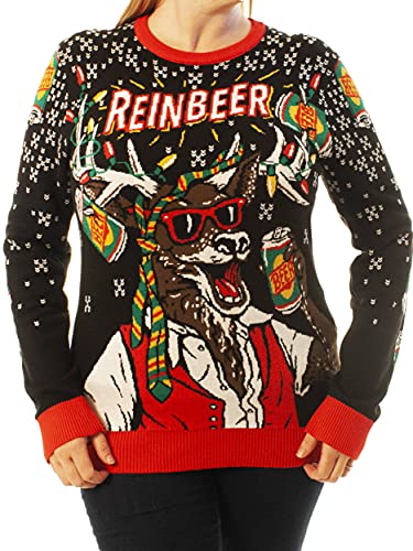 Ugly Christmas Party Unisex Ugly Christmas Sweater Reinbeer-Medium Reinbeer Black - The Beer Connoisseur® Store