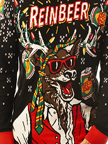 Ugly Christmas Party Unisex Ugly Christmas Sweater Reinbeer-Medium Reinbeer Black - The Beer Connoisseur® Store
