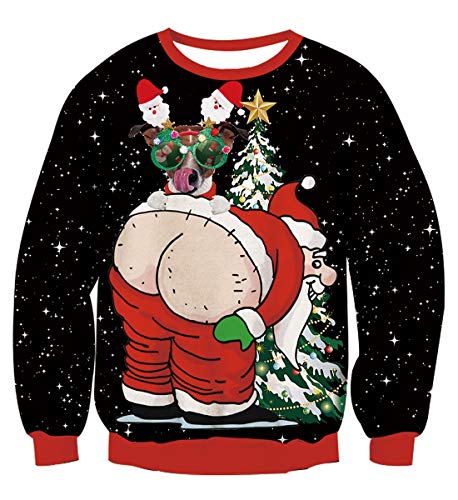 Uideazone Print Xmas Sloth Shirt Collage Ugly Christmas Sweater Pullover Sweatshirts - The Beer Connoisseur® Store