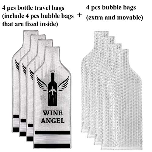 [UPGRADED PROTECTION] 4 Set (8 pcs) Reusable Wine Bags for Travel, Wine Travel Protector, Bottle Travel Sleeve Case For Airplane, Car, Cruise, TRIPLE Protection Luggage Leak-proof Safety Impact Resist - The Beer Connoisseur® Store