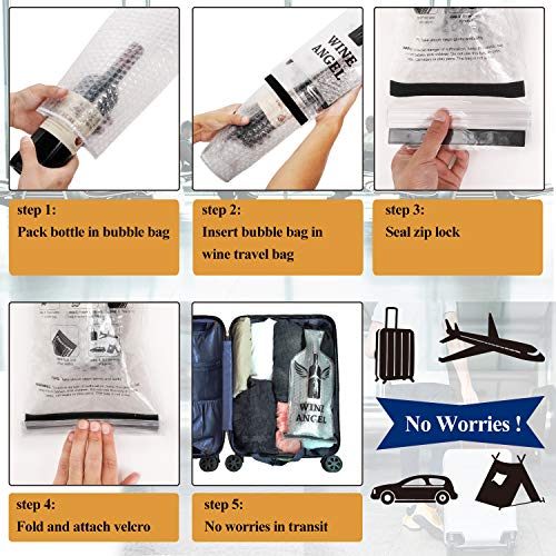 [UPGRADED PROTECTION] 4 Set (8 pcs) Reusable Wine Bags for Travel, Wine Travel Protector, Bottle Travel Sleeve Case For Airplane, Car, Cruise, TRIPLE Protection Luggage Leak-proof Safety Impact Resist - The Beer Connoisseur® Store
