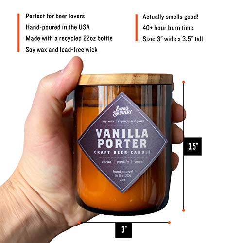 Vanilla Porter Brew Candle Hand Poured in USA Great Gift for Beer Lovers (Made from Recycled Beer Bottles) - The Beer Connoisseur® Store