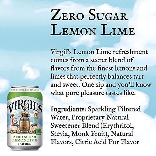 Virgil’s, Zero Sugar Lemon Lime, Great Tasting Zero Calorie Keto Friendly Soda (24- 12oz cans) - The Beer Connoisseur® Store