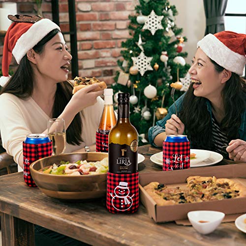 Whaline 12pcs Christmas Beer Can Coolers Sleeves Red Black Plaid Can Sleeves Can Covers for Beverages, Bottle, Drink Christmas Party Decorations Supplies, Gingerbread Xmas Tree Snowflake - The Beer Connoisseur® Store