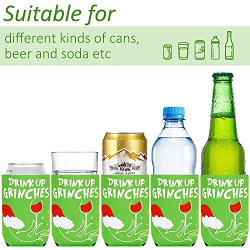Whaline 12Pcs Christmas Can Sleeves Red Green Merry Christmas Can Covers 12 oz Reusable Xmas Character Neoprene Thermocoolers for Beverages Cans Bottles Xmas Winter Party Favors Decor - The Beer Connoisseur® Store