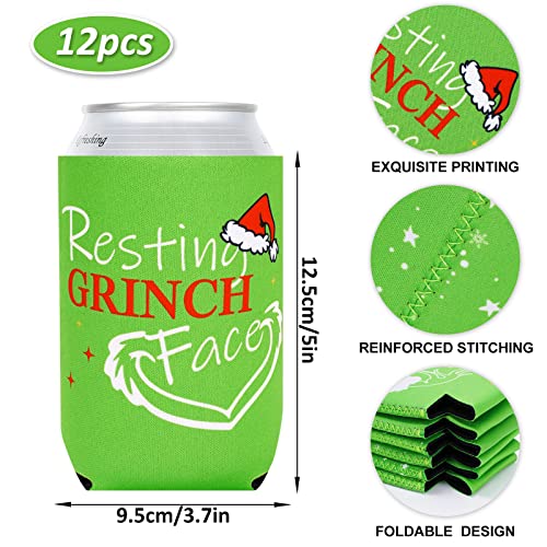 Whaline 12Pcs Christmas Can Sleeves Red Green Merry Christmas Can Covers 12 oz Reusable Xmas Character Neoprene Thermocoolers for Beverages Cans Bottles Xmas Winter Party Favors Decor - The Beer Connoisseur® Store