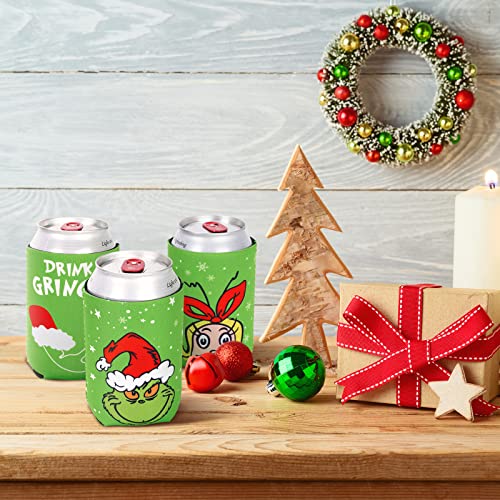 Whaline 12Pcs Christmas Can Sleeves Red Green Merry Christmas Can Covers 12 oz Reusable Xmas Character Neoprene Thermocoolers for Beverages Cans Bottles Xmas Winter Party Favors Decor - The Beer Connoisseur® Store