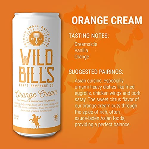 Wild Bill's - 4-Flavor Soda Variety Sampler, Root Beer + Vanilla Cream + Black Cherry + Orange Cream, Pure Cane Sugar, NO High Fructose Corn Syrup, Caffeine Free, Gluten Free, Vegan (12 oz, 12-Pack) - The Beer Connoisseur® Store