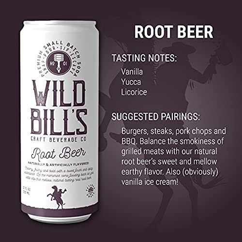 Wild Bill's - 4-Flavor Soda Variety Sampler, Root Beer + Vanilla Cream + Black Cherry + Orange Cream, Pure Cane Sugar, NO High Fructose Corn Syrup, Caffeine Free, Gluten Free, Vegan (12 oz, 12-Pack) - The Beer Connoisseur® Store