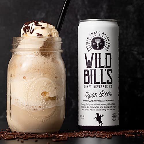 Wild Bill's - 4-Flavor Soda Variety Sampler, Root Beer + Vanilla Cream + Black Cherry + Orange Cream, Pure Cane Sugar, NO High Fructose Corn Syrup, Caffeine Free, Gluten Free, Vegan (12 oz, 12-Pack) - The Beer Connoisseur® Store