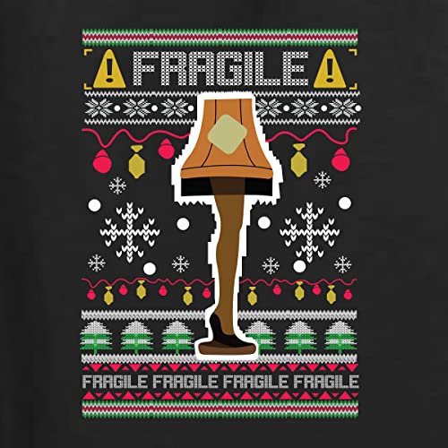 Wild Bobby Fragile Leg Lamp Christmas Story Funny Xmas Ugly Christmas Sweater Unisex Crewneck Graphic Sweatshirt, Black, X-Large - The Beer Connoisseur® Store