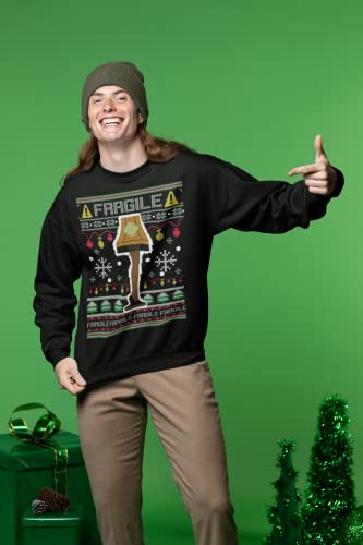 Wild Bobby Fragile Leg Lamp Christmas Story Funny Xmas Ugly Christmas Sweater Unisex Crewneck Graphic Sweatshirt, Black, X-Large - The Beer Connoisseur® Store