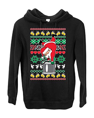 Wild Bobby Santa Keg Stand Beer Drinking Drunk Ugly Christmas Sweater Premium Graphic Hoodie Sweatshirt, Black, Medium - The Beer Connoisseur® Store