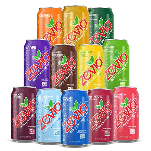 Zevia Zero Calorie Soda, Rainbow Variety Pack, 12 Ounce Cans (Pack of 24) - The Beer Connoisseur® Store